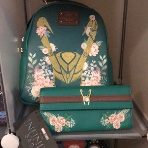 Loki Loungefly backpack and wallet set